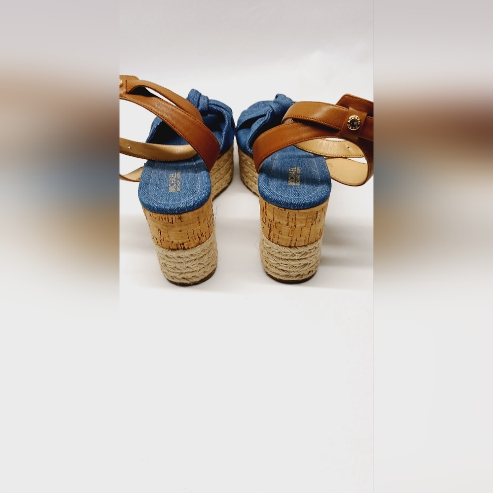 Michael Kors Blue and Tan Women's Wedge Sandals - Picture 11 of 16